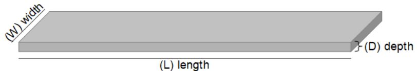 Diagram showing a lane with a length, width and depth of crusher run.